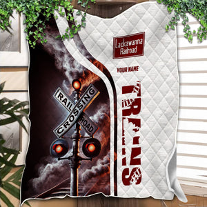 Railspirit Personalized Delaware, Lackawanna and Western Railroad Premium Quilts Railroad Crossing Sign DL&W Quilts All Over Print