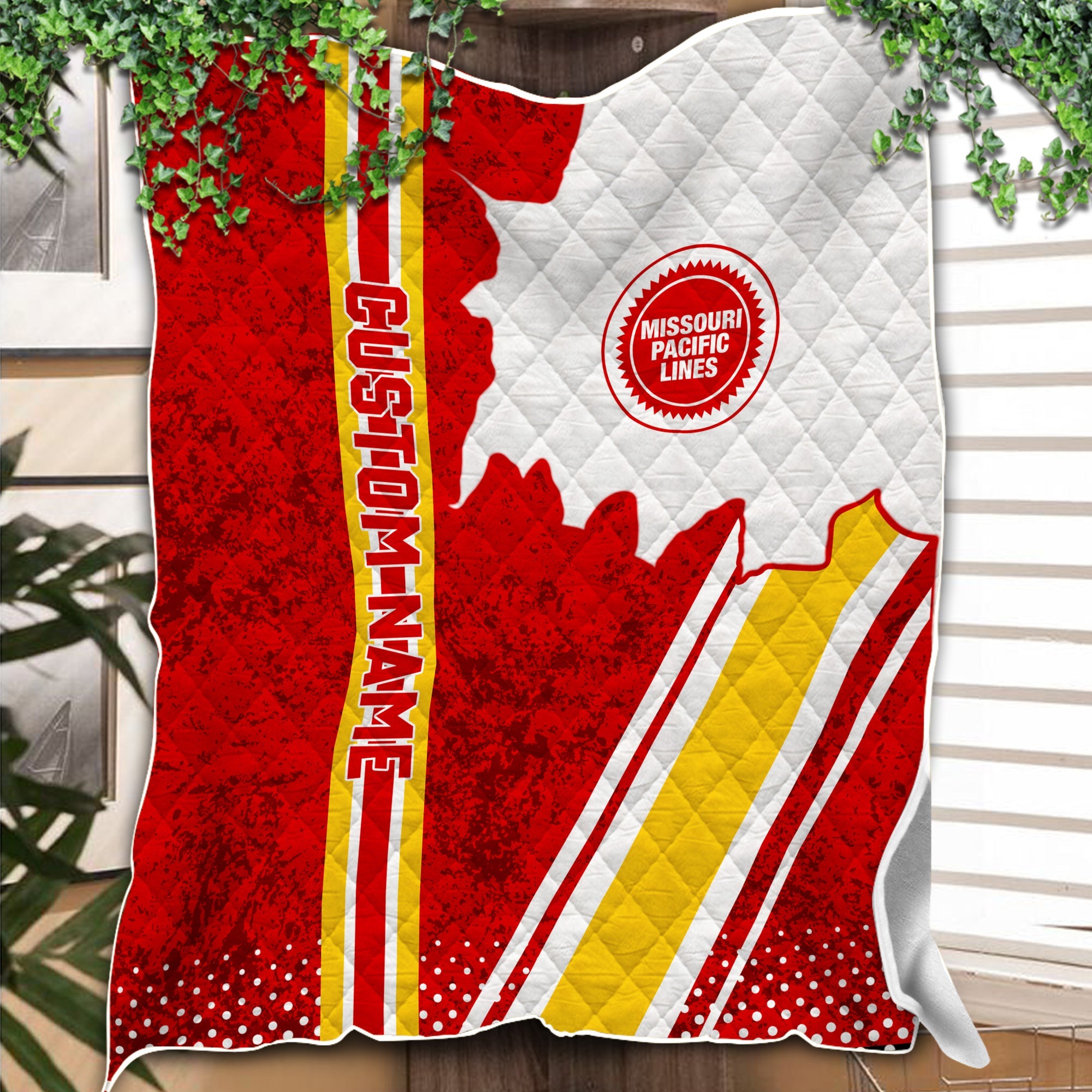 Railspirit Personalized Missouri Pacific Railroad Premium Quilts Vintage All Over Printed Premium Quilts