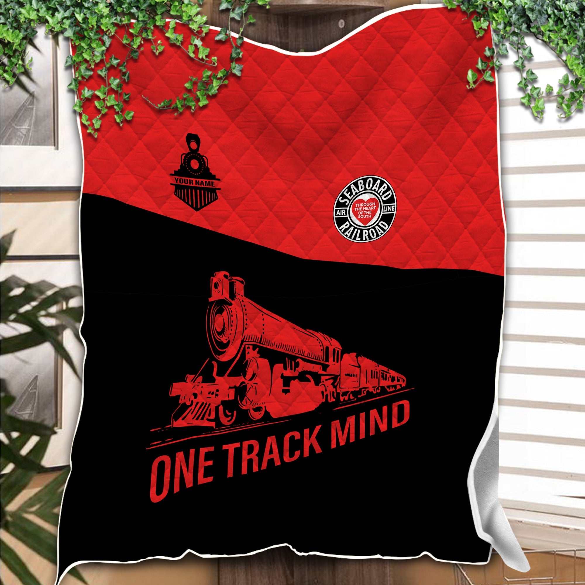 Railspirit Personalized Seaboard Air Line Railroad Premium Quilt One Track Mind Train Premium Quilt Gift Idea For Train Lover