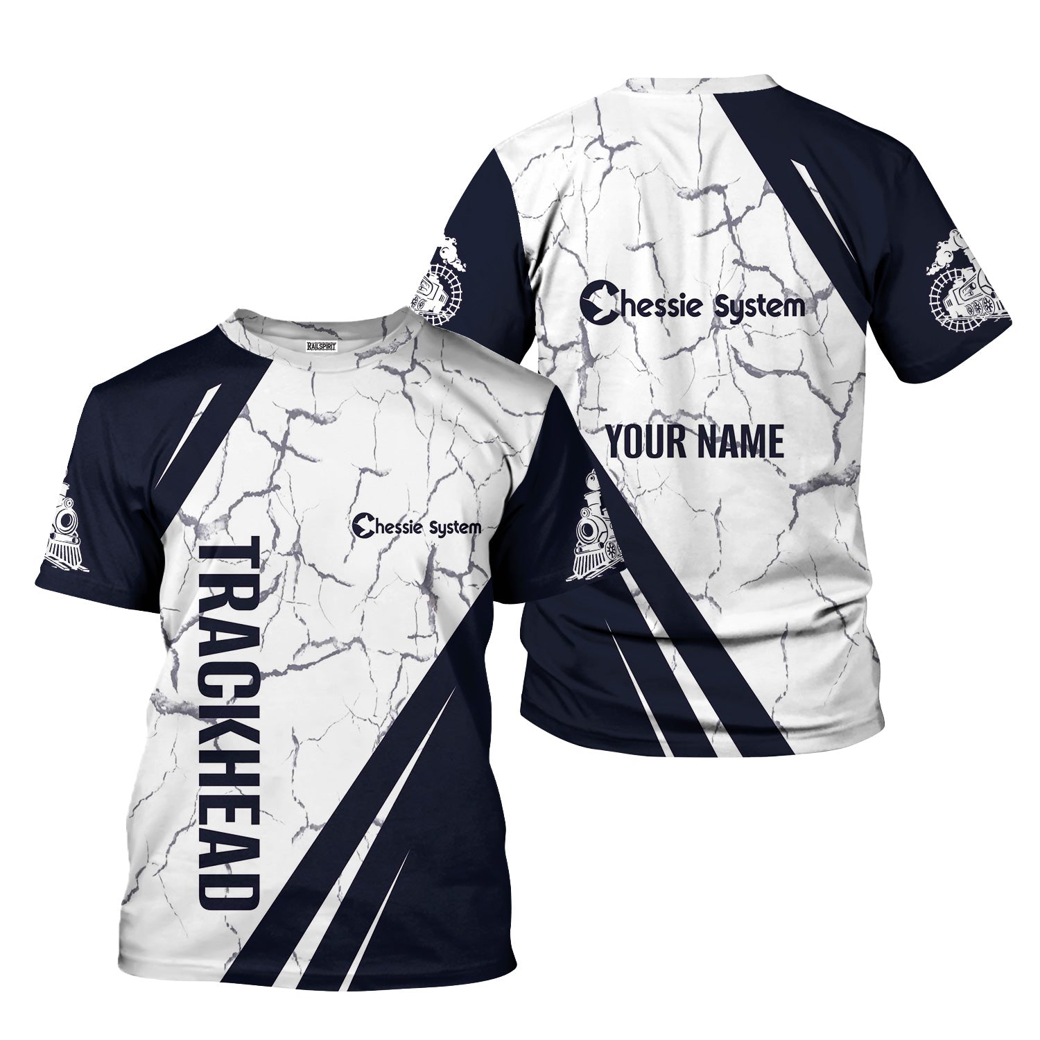 Railspirit Personalized Chessie System Railroad T-Shirt Crackle Texture Style Shirt For Trackhead