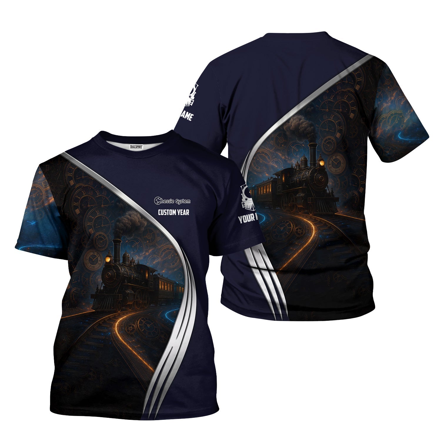 Railspirit Personalized Chessie System Railroad T-Shirt Steampunk Locomotive with Custom Year Train Shirt
