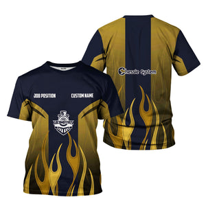 Railspirit Custom Name and Job Title Chessie System Railroad T-Shirt Flame Graphic Train Shirt