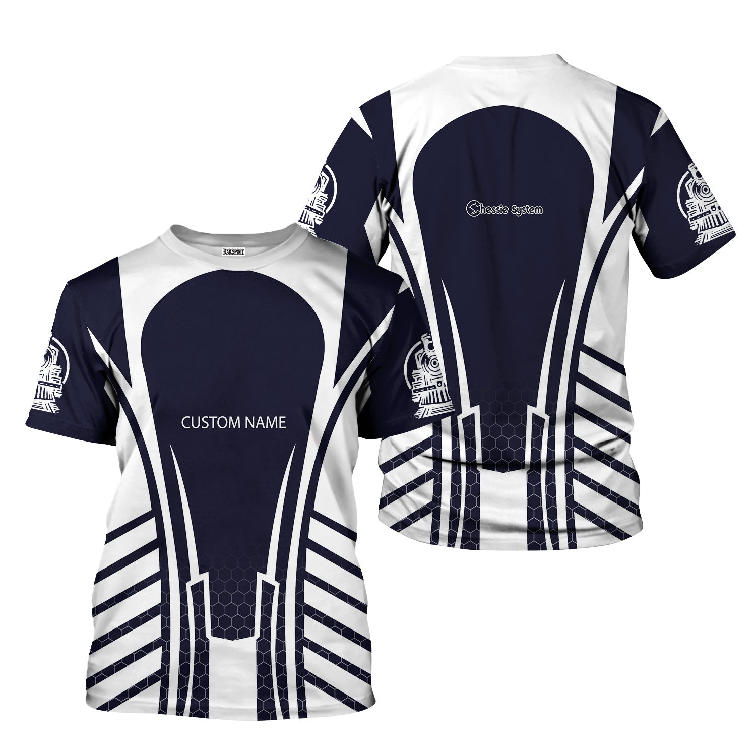 Railspirit Personalized Chessie System Railroad T-Shirt Striped Railroad Style Train Shirt All Over Print