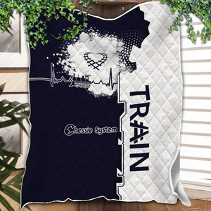 Railspirit Chessie System Railroad Premium Quilts Engine Heartbeat and Track Love Style Quilts Gift Idea For Train Lovers