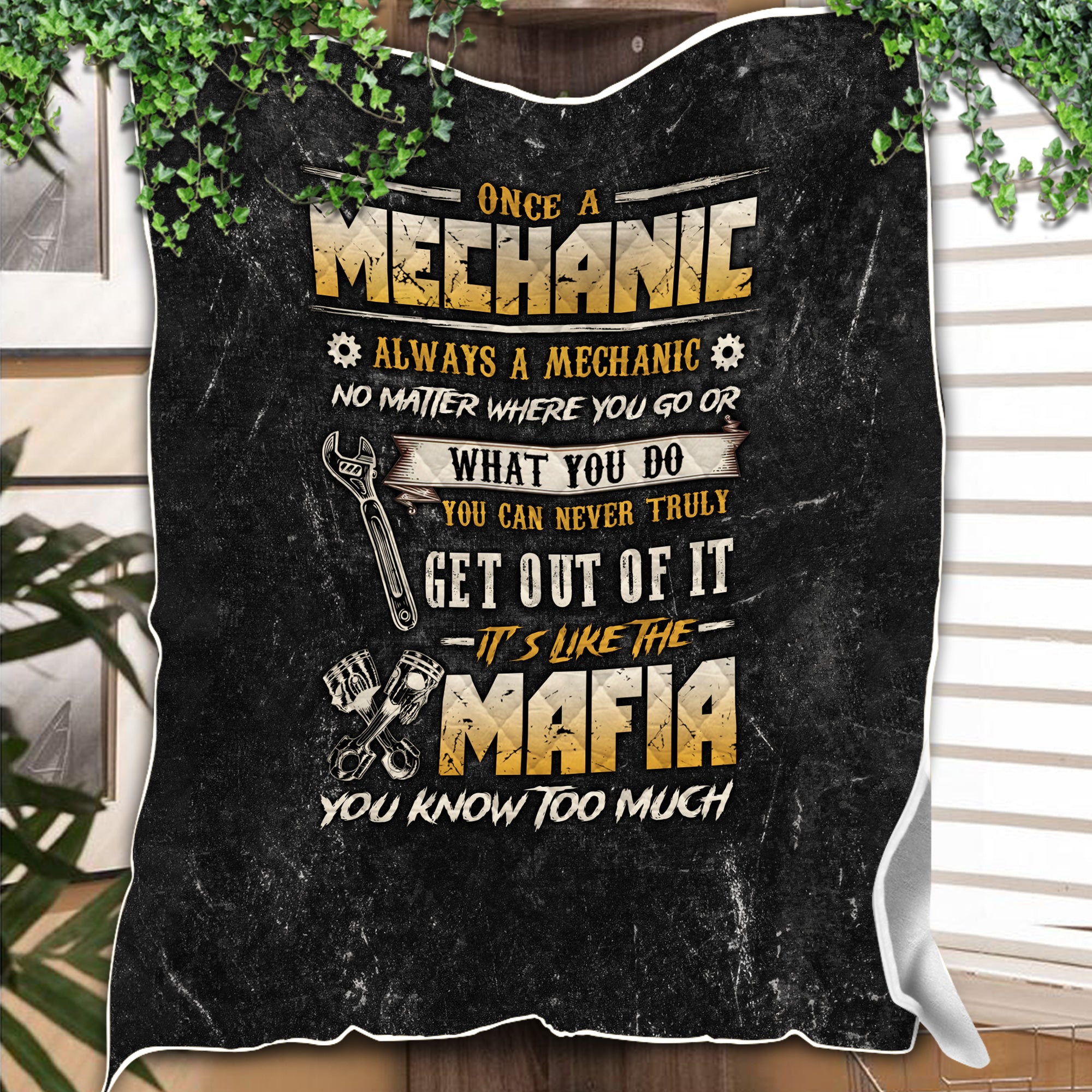 Once a Mechanic Always a Mechanic Blanket, Funny Mechanic Apparel, Car Repair Mafia Blanket for Mechanics, Blanket Gift for Auto Technicians