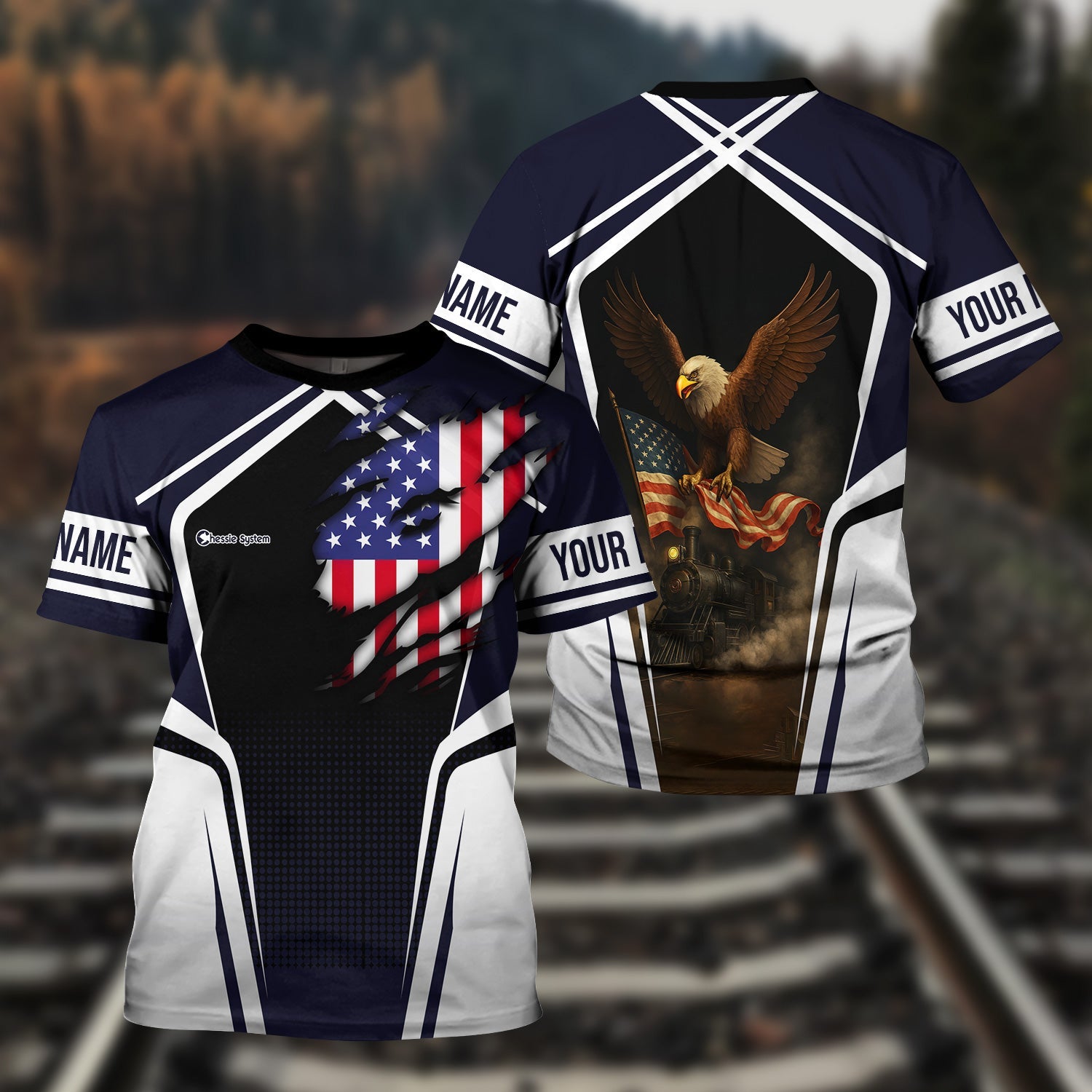 Railspirit Personalized Chessie System Railroad T Shirt American Eagle Vintage Train Shirt