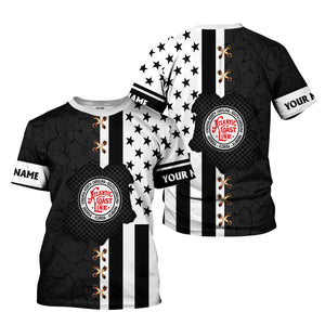 Railspirit Personalized Atlantic Coast Line Railroad T-Shirt American Flag with Crack Effect Train Shirt