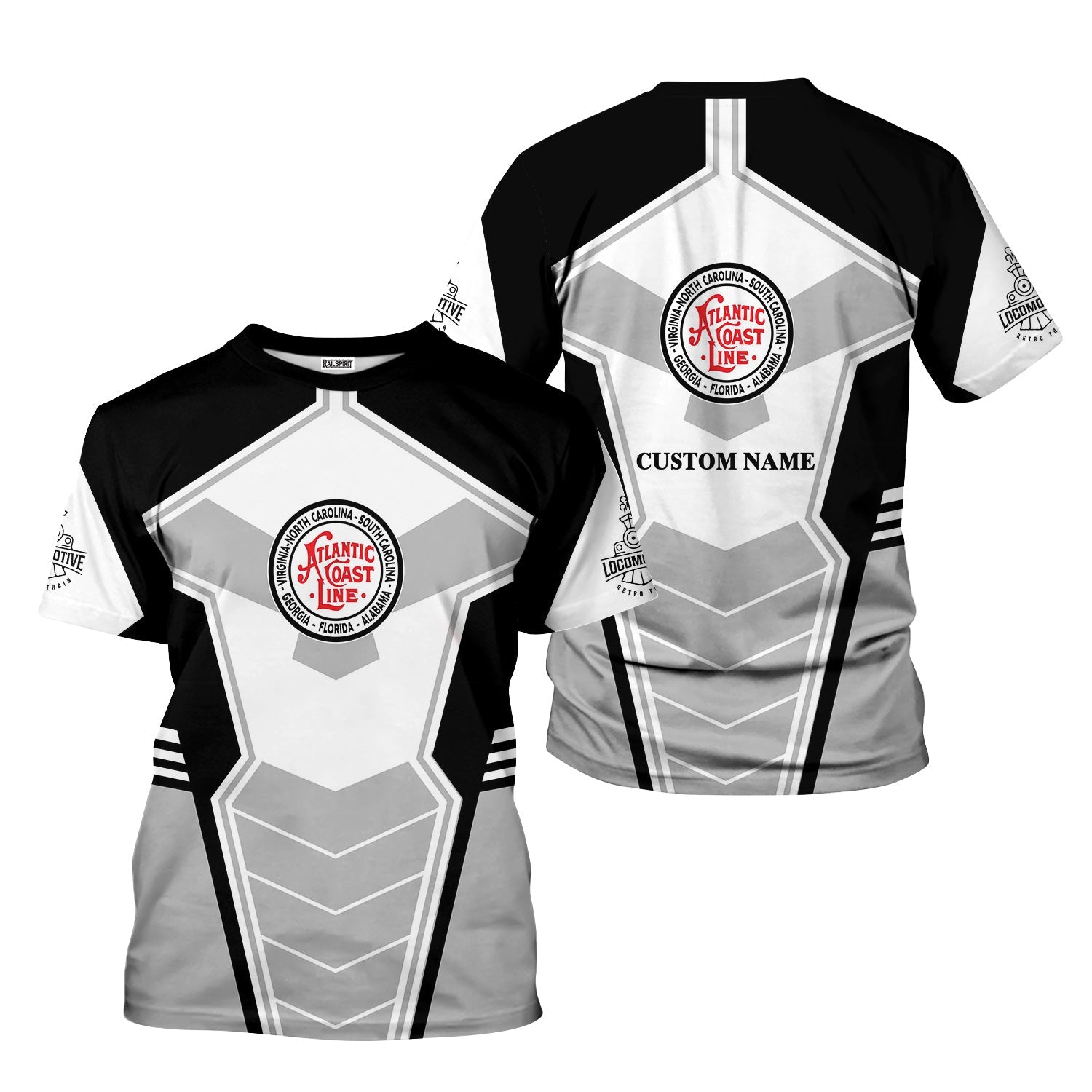 Railspirit Personalized Atlantic Coast Line Railroad T-Shirt Engine-Inspired Style Train Shirt for Railroad Fanatic