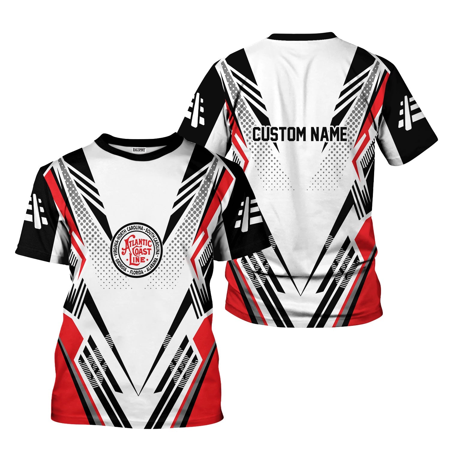 Railspirit Personalized Atlantic Coast Line Railroad T-Shirt Railroad Tribute Design Train Shirt for Train Lovers