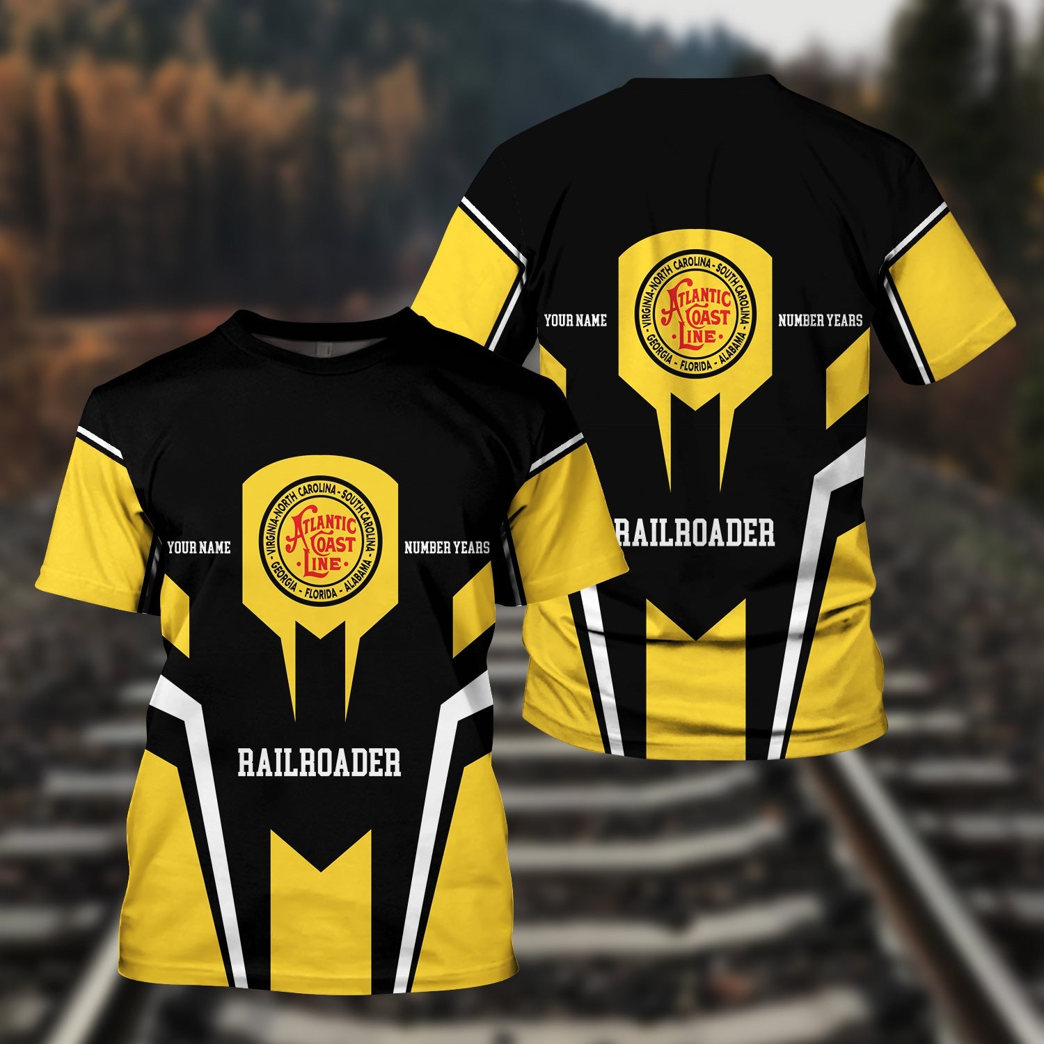Railspirit Personalized Atlantic Coast Line Railroad T-Shirt Custom Year Railroader Shirt Gift Idea For Train Lover
