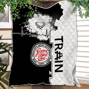Railspirit Atlantic Coast Line Railroad Premium Quilts Engine Heartbeat and Track Love Style Quilts Gift Idea For Train Lovers