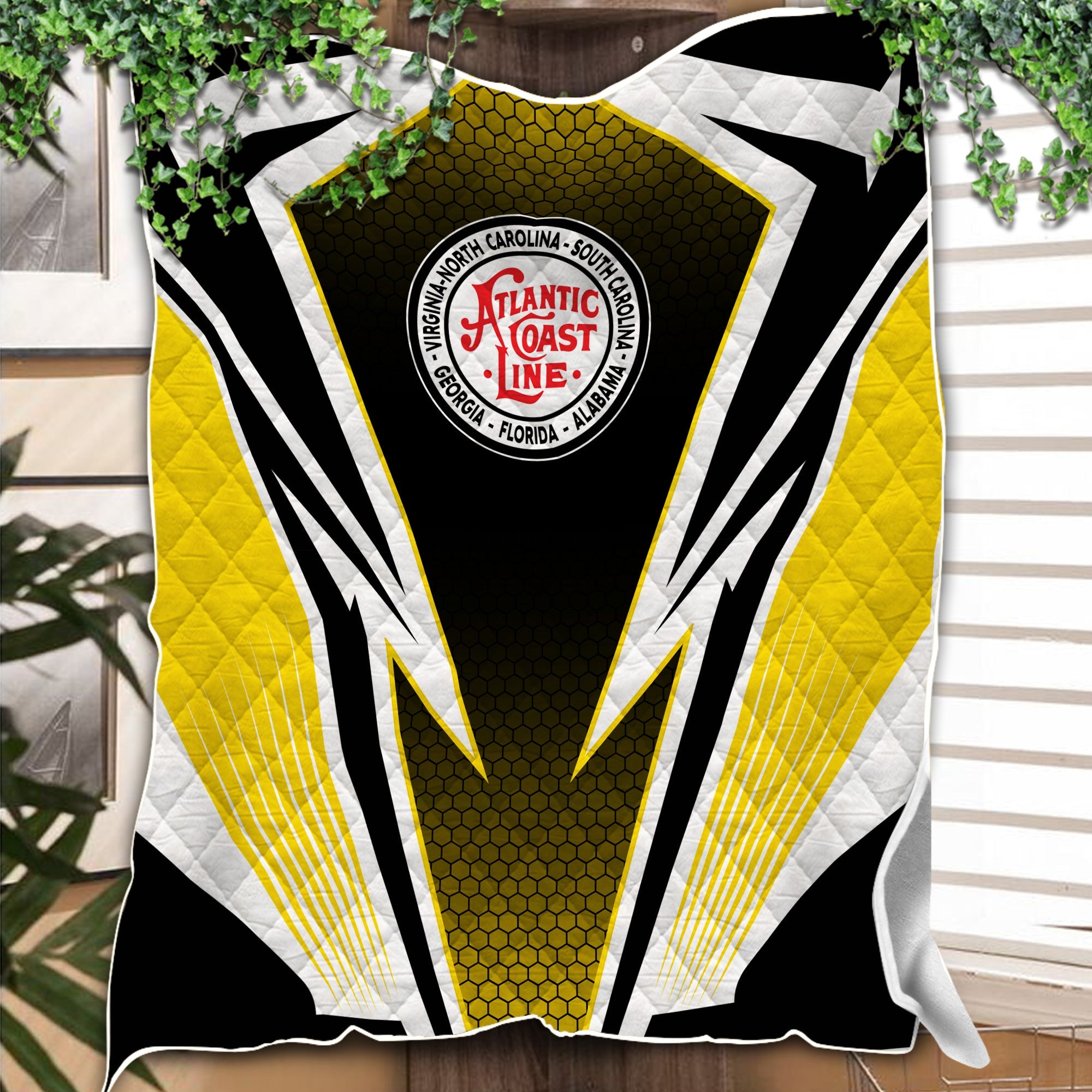 Railspirit Atlantic Coast Line Railroad Premium Quilts Lightning Graphic Style Premium Quilts Gift Idea For Train Lover