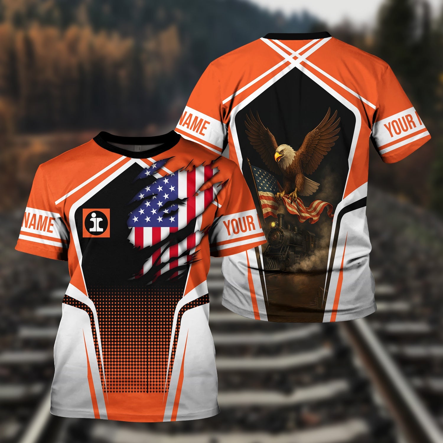 Railspirit Personalized Illinois Central Railroad T Shirt American Eagle Vintage Train Shirt