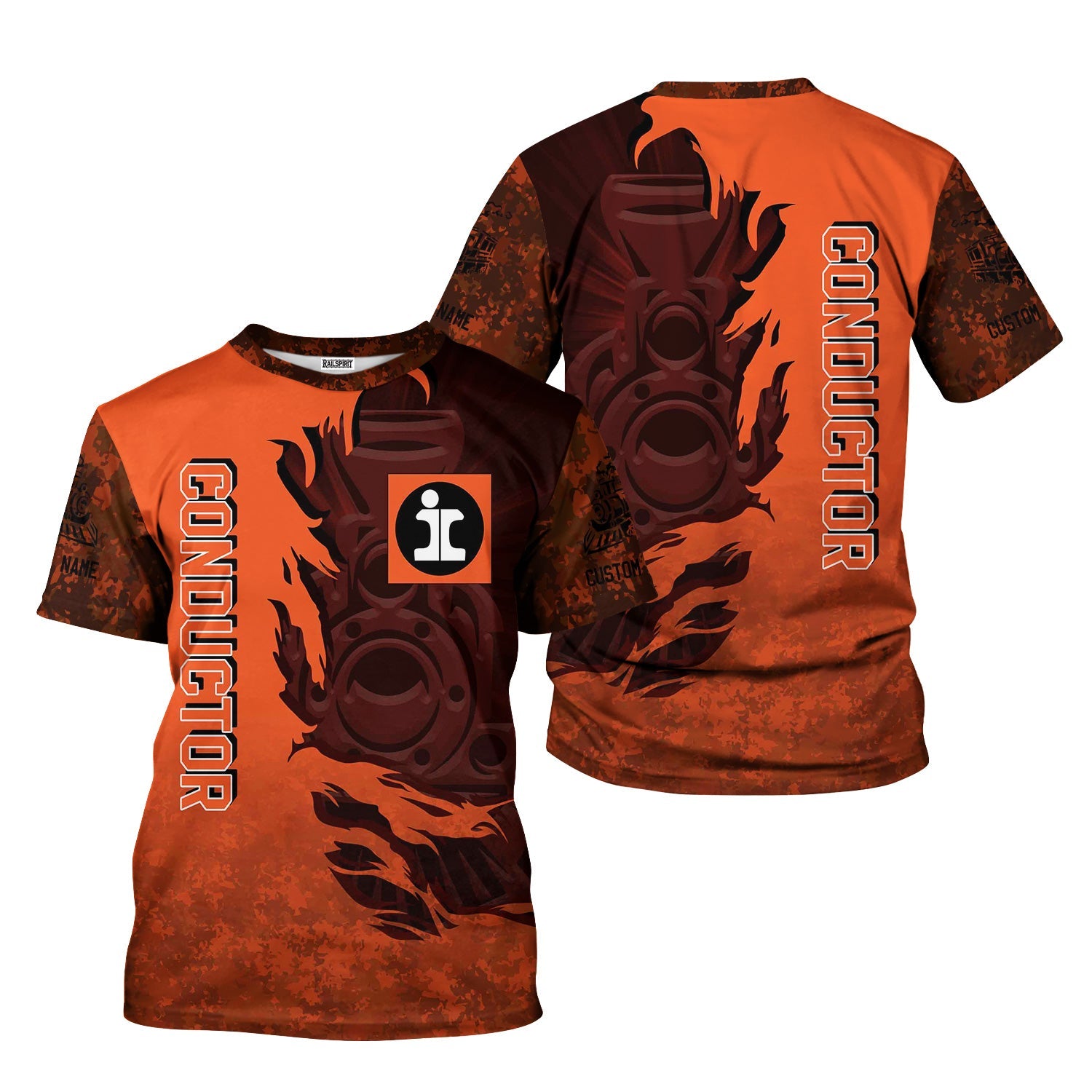 Railspirit Personalized Illinois Central Railroad T-Shirt Blazing Style with Custom Position Train Shirt