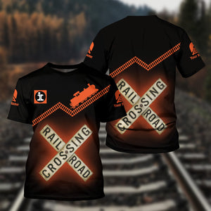 Railspirit Personalized Illinois Central Railroad T Shirt Railroad Crossing Printed Train Track Shirt