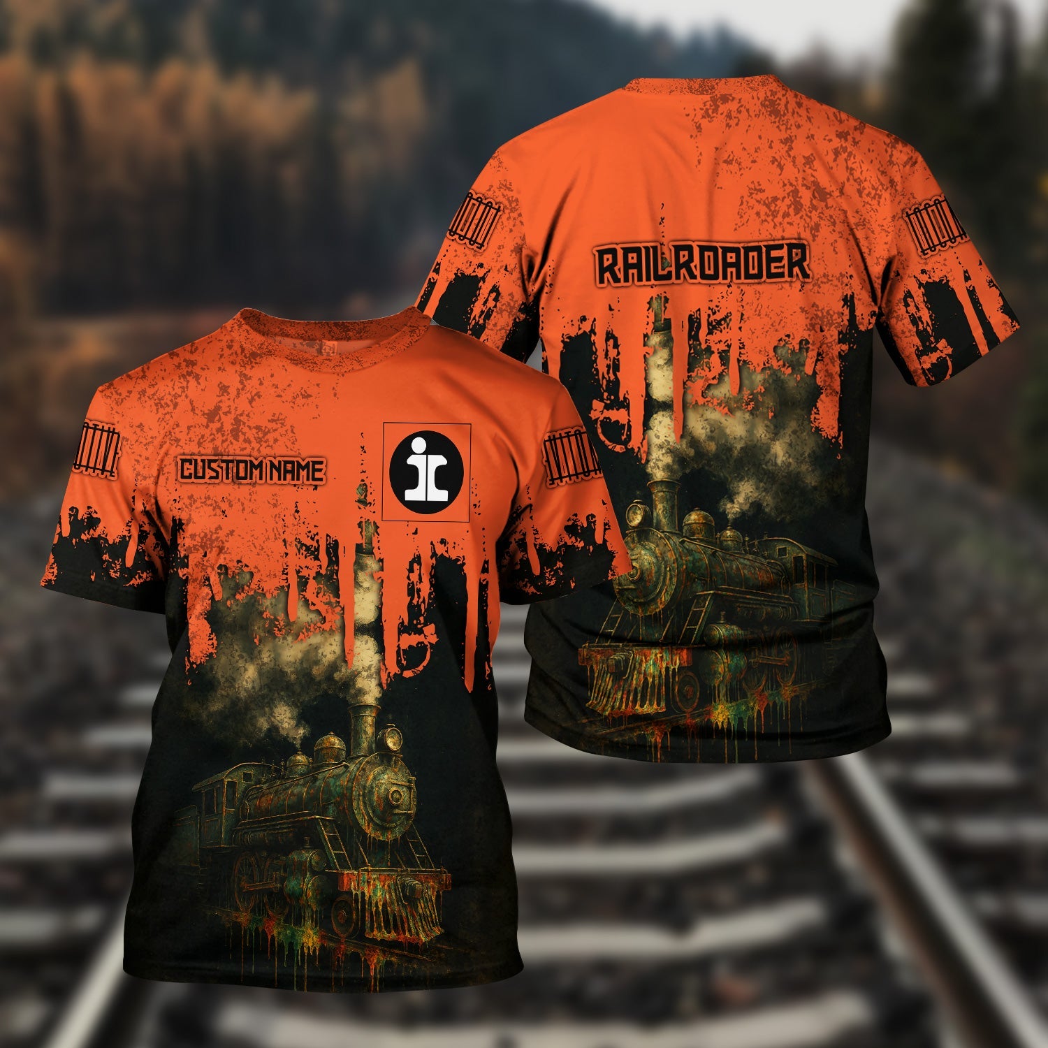 Railspirit Personalized Illinois Central Railroad T-Shirt Vintage Train Art Style Shirt For Locomotive Fans