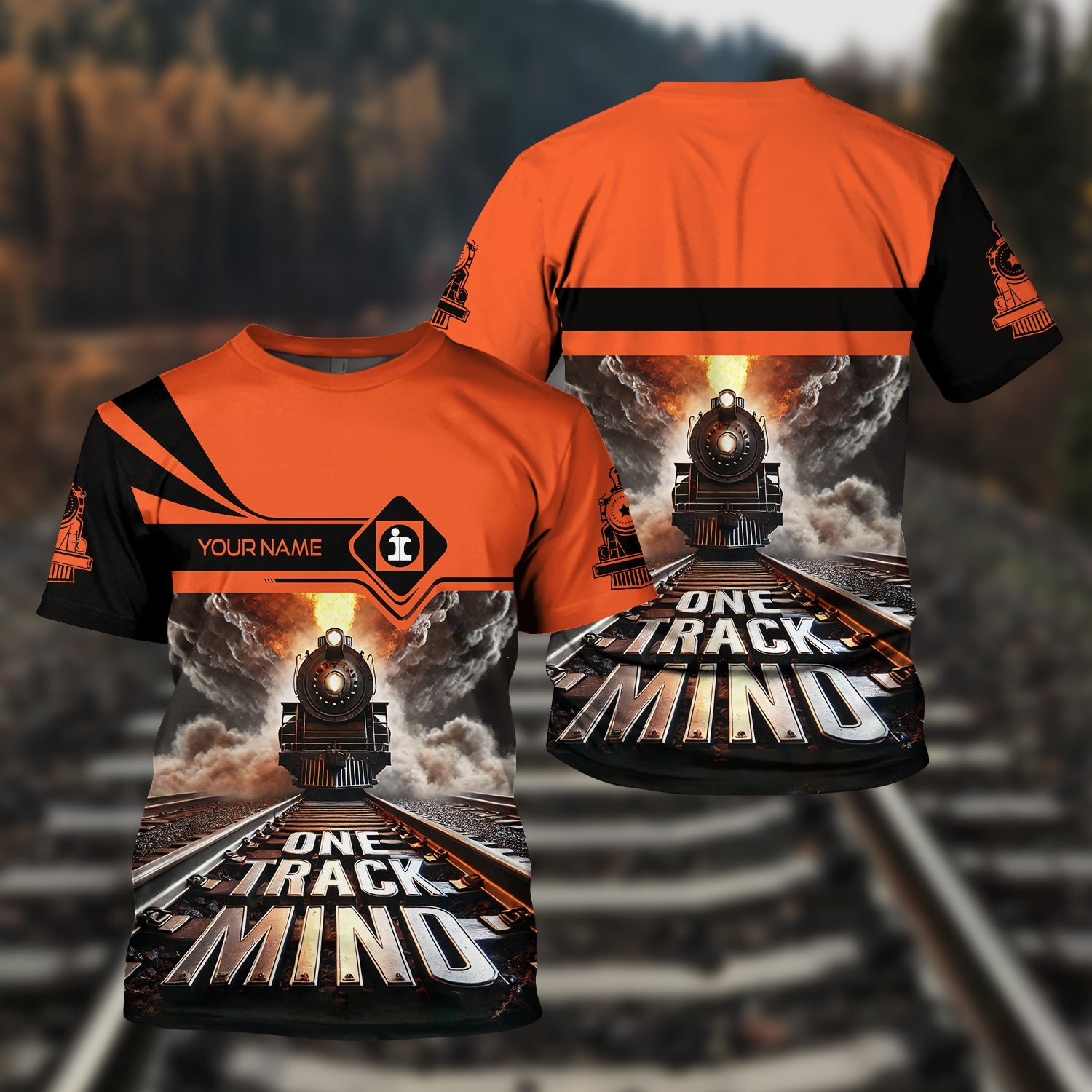 Railspirit Personalized Illinois Central Railroad T Shirt One Track Mind Train Printed Shirt