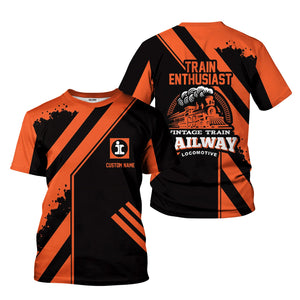 Railspirit Personalized Illinois Central Railroad T-Shirt Locomotive Design Train Shirt for Train Enthusiast