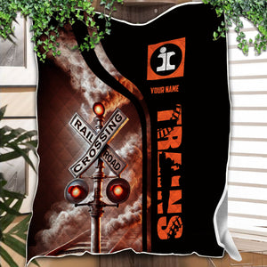 Railspirit Personalized Illinois Central Railroad Premium Quilts Railroad Crossing Sign Quilts All Over Print