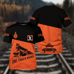 Railspirit Personalized Illinois Central Railroad T Shirt One Track Mind Unisex Train Shirt Gift Idea For Train Lover