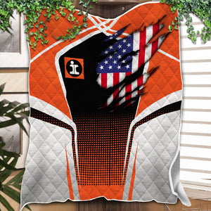 Railspirit Personalized Illinois Central Railroad Premium Quilts American Vintage All Over Printed Premium Quilts