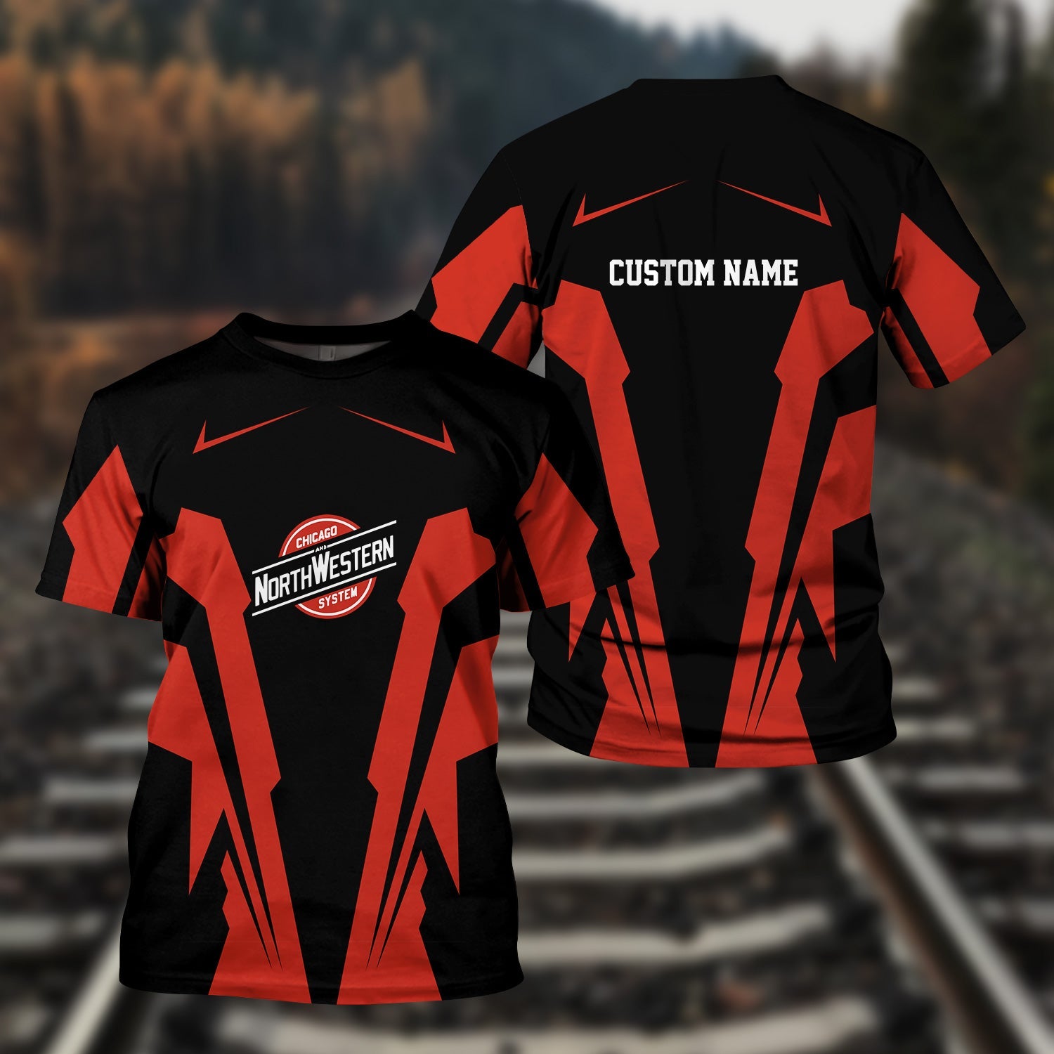 Railspirit Personalized Chicago and North Western Railway T Shirt Strong Line Style Train Unisex Shirt All Over Print