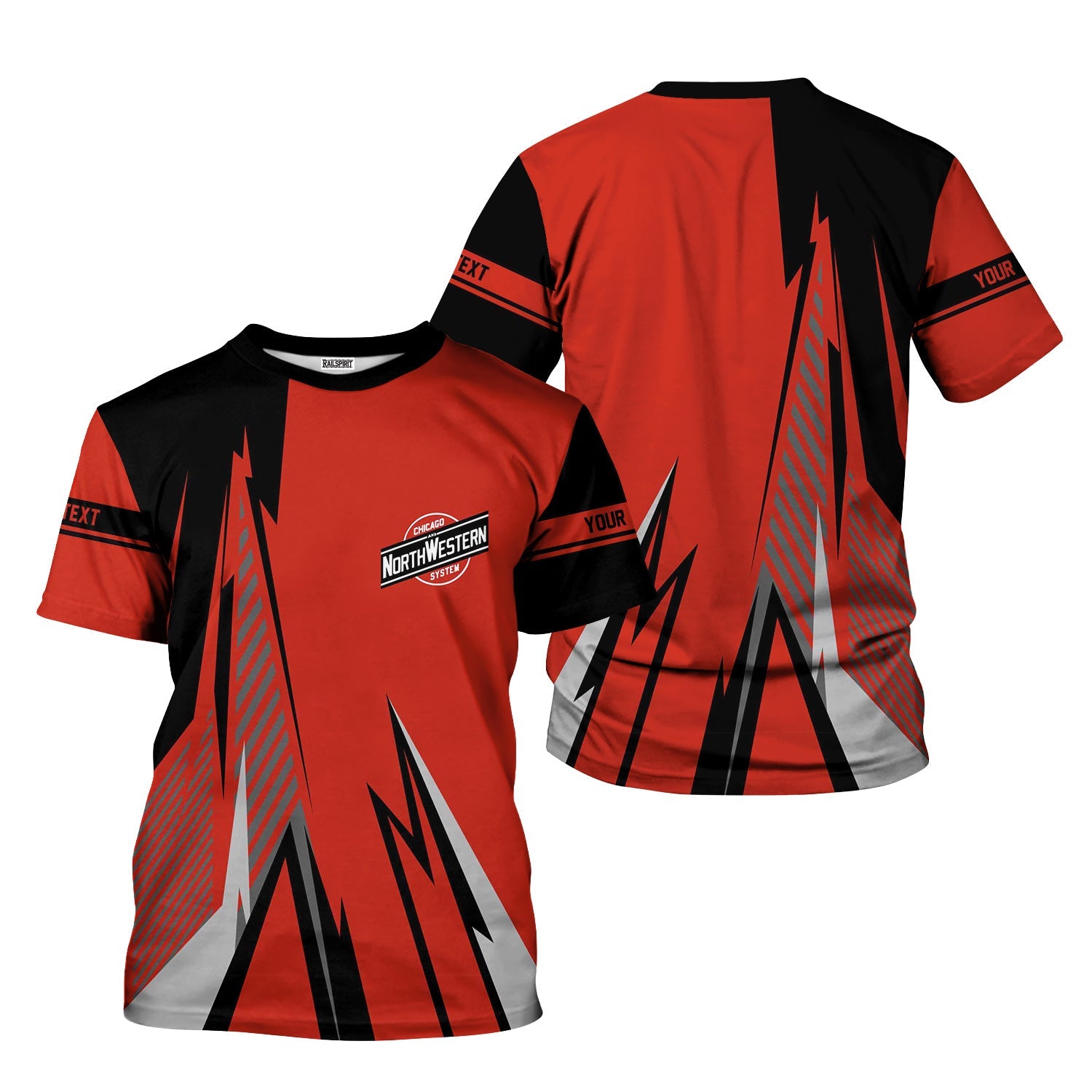 Railspirit Personalized Chicago and North Western Railway T-Shirt Lightning-Inspired Railway Style Shirt For Train Lovers