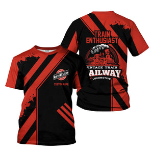 Railspirit Personalized Chicago and North Western Railway T-Shirt Locomotive Design Train Shirt for Train Enthusiast