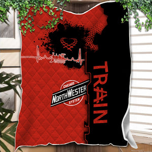 Railspirit Chicago and North Western Railway Premium Quilts Engine Heartbeat and Track Love Style Quilts Gift Idea For Train Lovers