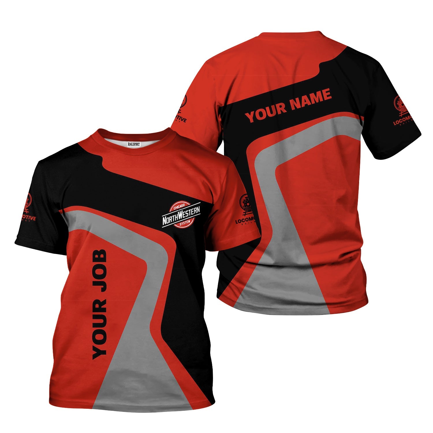 Railspirit Personalized Chicago and North Western Railway T-Shirt Unique Design with Custom Job Position Train Shirt