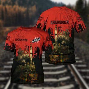 Railspirit Personalized Chicago and North Western Railway T-Shirt Vintage Train Art Style Shirt For Locomotive Fans