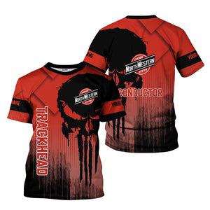 Railspirit Personalized Chicago and North Western Railway T-Shirt Skull Design with Custom Job Train Shirt for Trackhead Crew