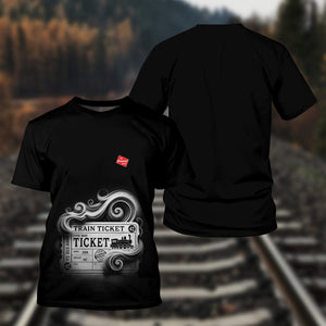 Railspirit Personalized Chicago, Milwaukee, St. Paul and Pacific Railroad T Shirt Train Ticket American Locomotive Printed Train
