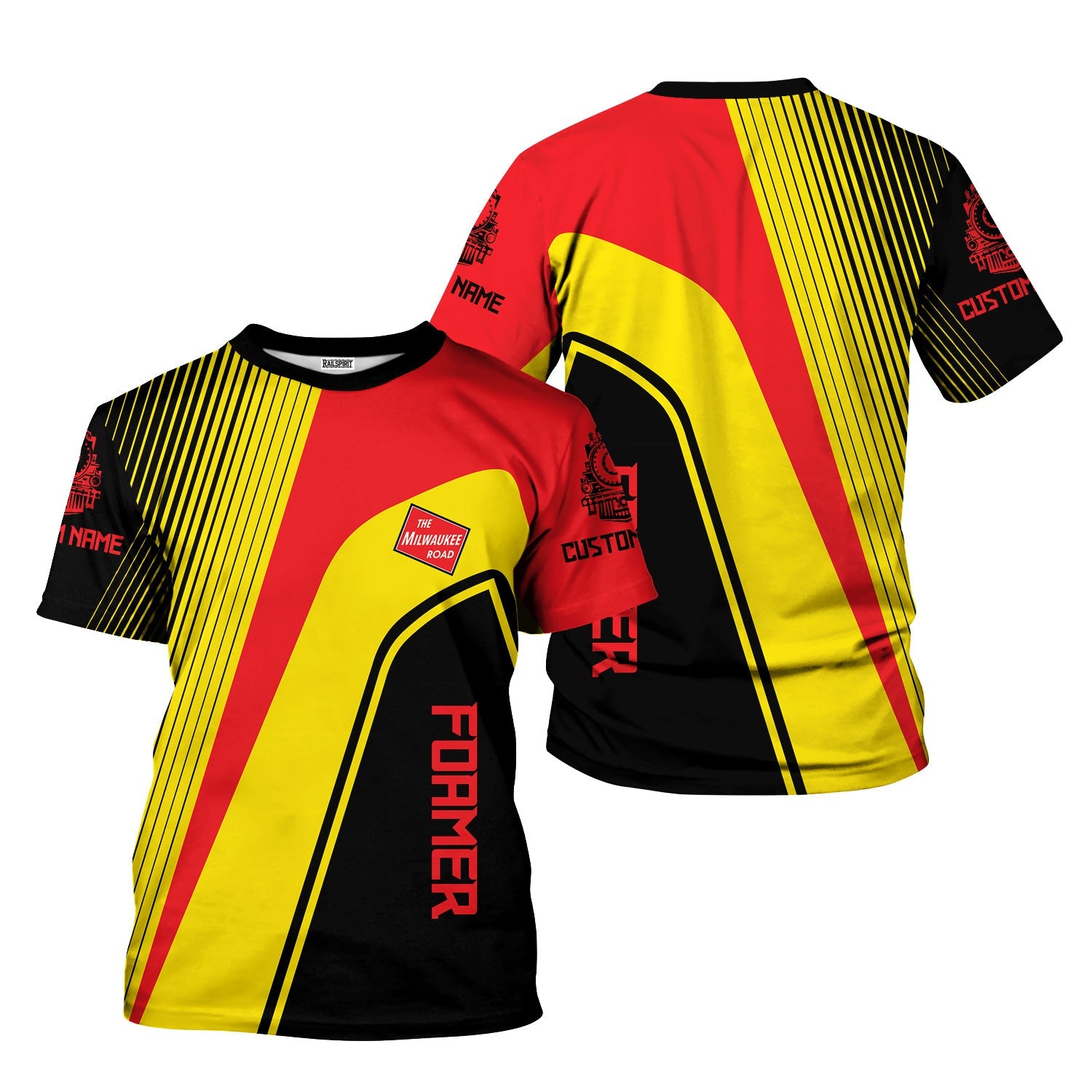 Railspirit Personalized Chicago, Milwaukee, St. Paul and Pacific Railroad T-Shirt Vibrant Striking Style Milwaukee Road Shirt For Rail Enthusiasts