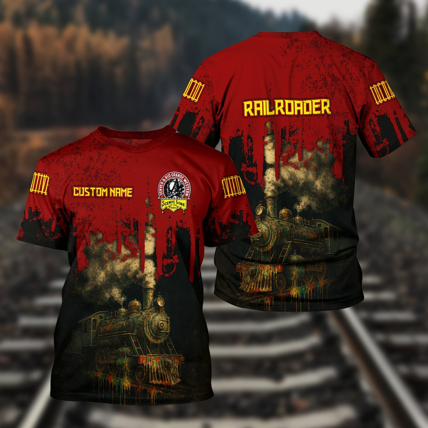 Railspirit Personalized Denver and Rio Grande Western Railroad T-Shirt Vintage Train Art Style Shirt For Locomotive Fans