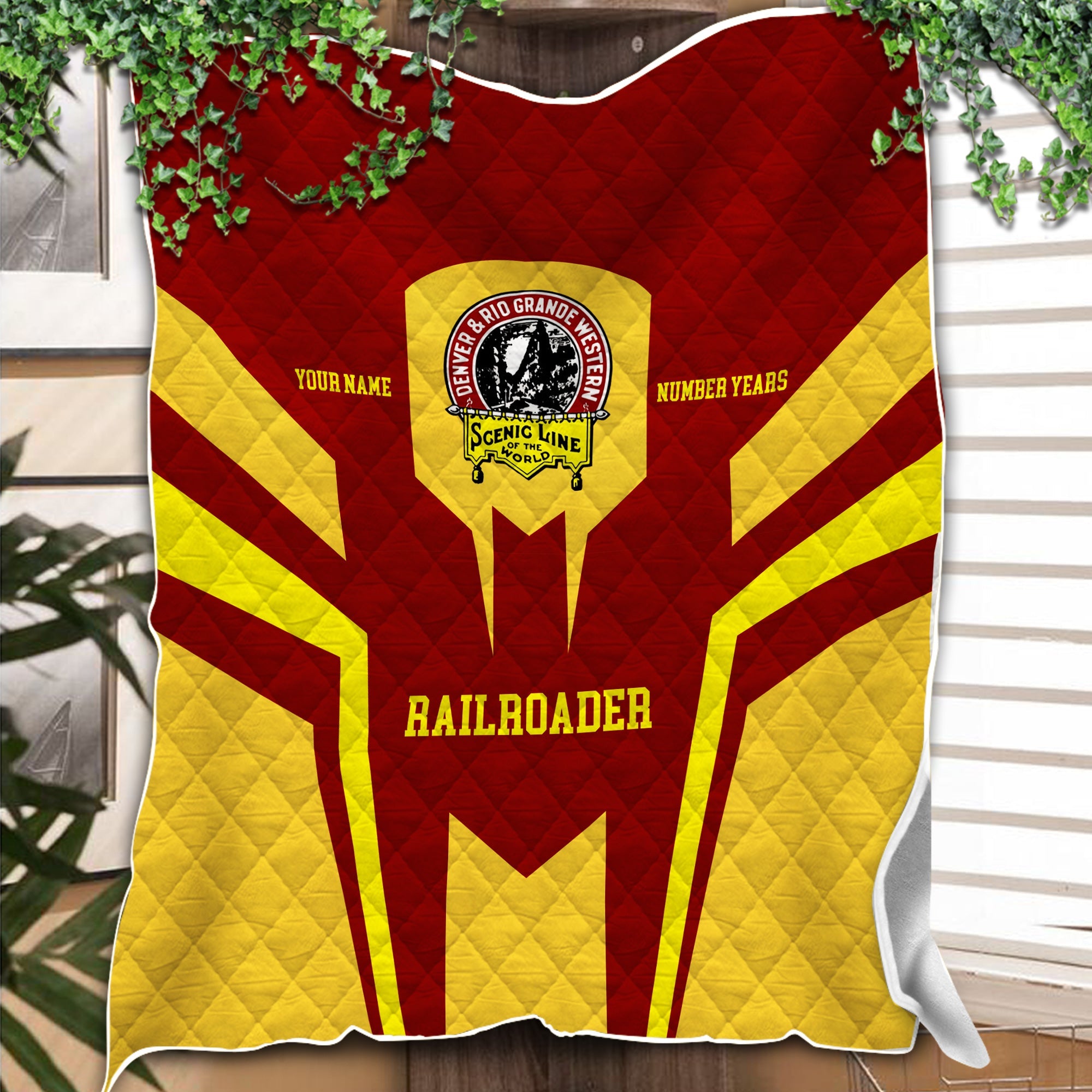 Railspirit Personalized Denver and Rio Grande Western Railroad Premium Quilts Custom Year Railroader Gift Idea For Train Lover