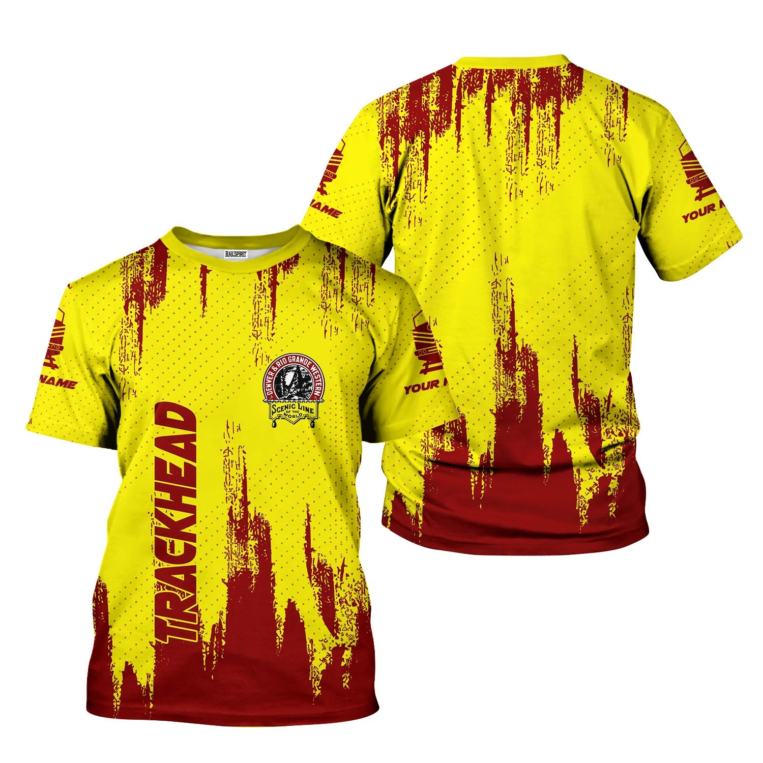 Railspirit Personalized Denver and Rio Grande Western Railroad T-Shirt Paint Impact Design Train Shirt for Trackhead