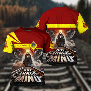 Railspirit Personalized Denver and Rio Grande Western Railroad T Shirt One Track Mind Train Printed Shirt