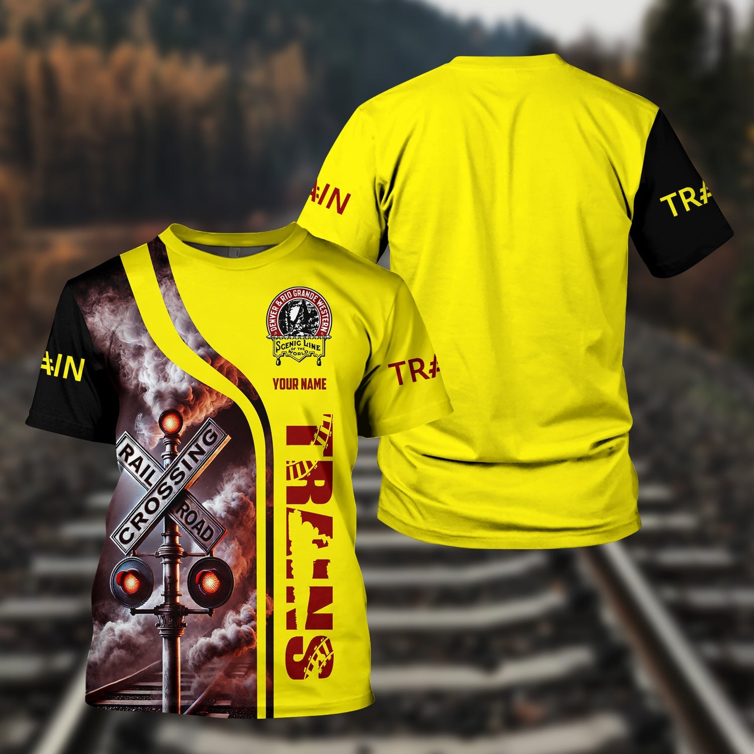 Railspirit Custom Name Denver and Rio Grande Western Railroad T Shirt One Track Mind Milwaukee Road American Locomotive Train Shirt All Over Print