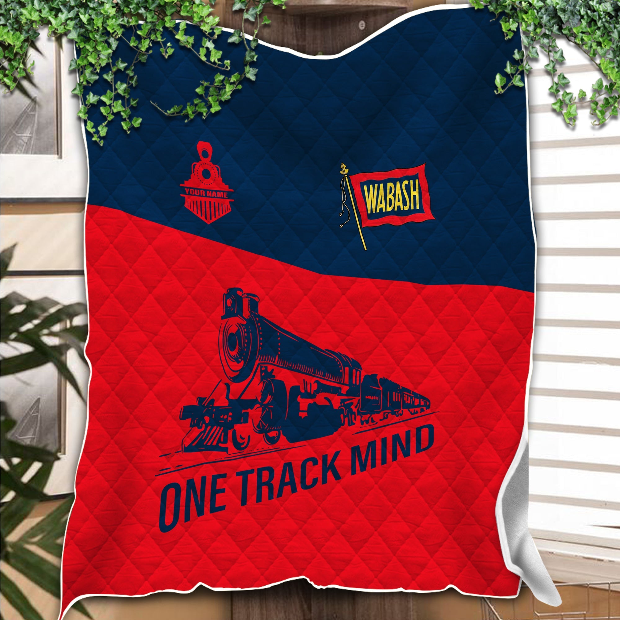 Railspirit Personalized Wabash Railroad Premium Quilt One Track Mind Train Premium Quilt Gift Idea For Train Lover