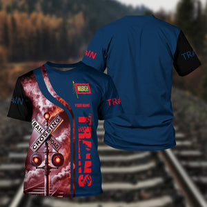Railspirit Custom Name Wabash Railroad T Shirt Railroad Crossing Sign Train Shirt All Over Print
