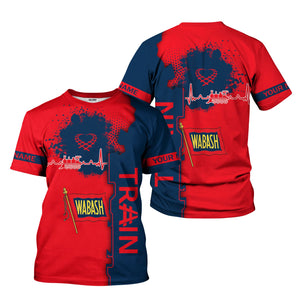 Railspirit Personalized Wabash Railroad T-Shirt Engine Heartbeat and Track Love Style Shirt Gift Idea For Train Lovers