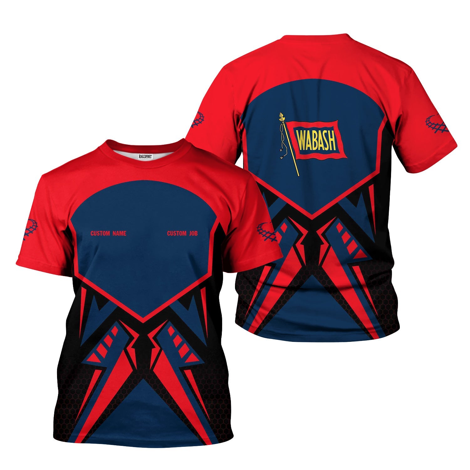 Railspirit Personalized Wabash Railroad T-Shirt Vibriant Style with Custom Position Train Shirt