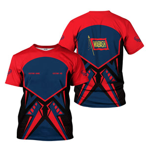 Railspirit Personalized Wabash Railroad T-Shirt Vibriant Style with Custom Position Train Shirt