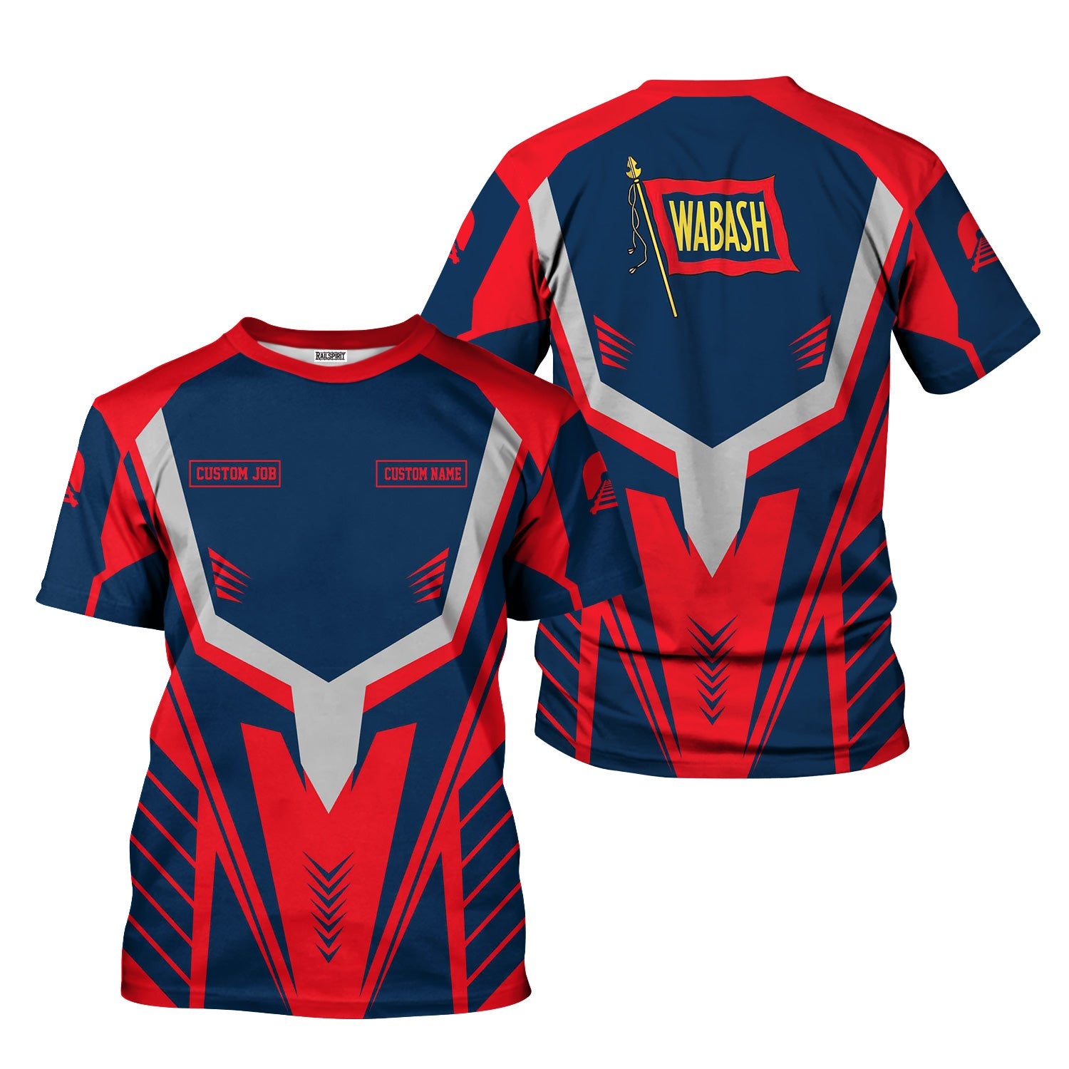 Railspirit Personalized Wabash Railroad T-Shirt Workwear-Inspired with Custom Position Train Shirt