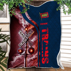 Railspirit Personalized Wabash Railroad Premium Quilts Railroad Crossing Sign Quilts All Over Print