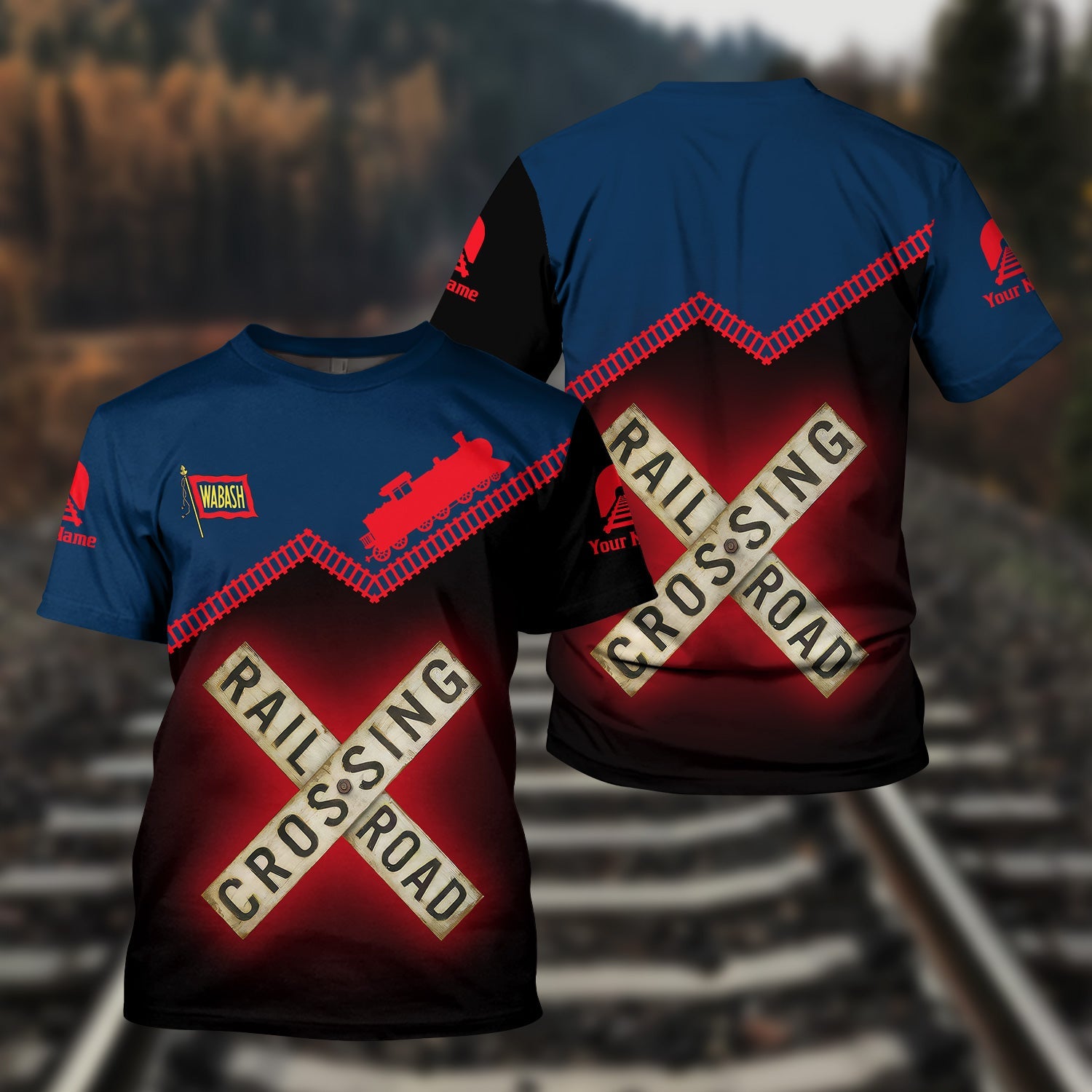 Railspirit Personalized Wabash Railroad T Shirt Railroad Crossing Printed Train Track Shirt