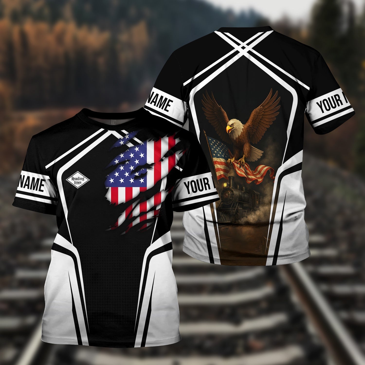 Railspirit Personalized Reading Railroad T Shirt American Eagle Vintage Train Shirt