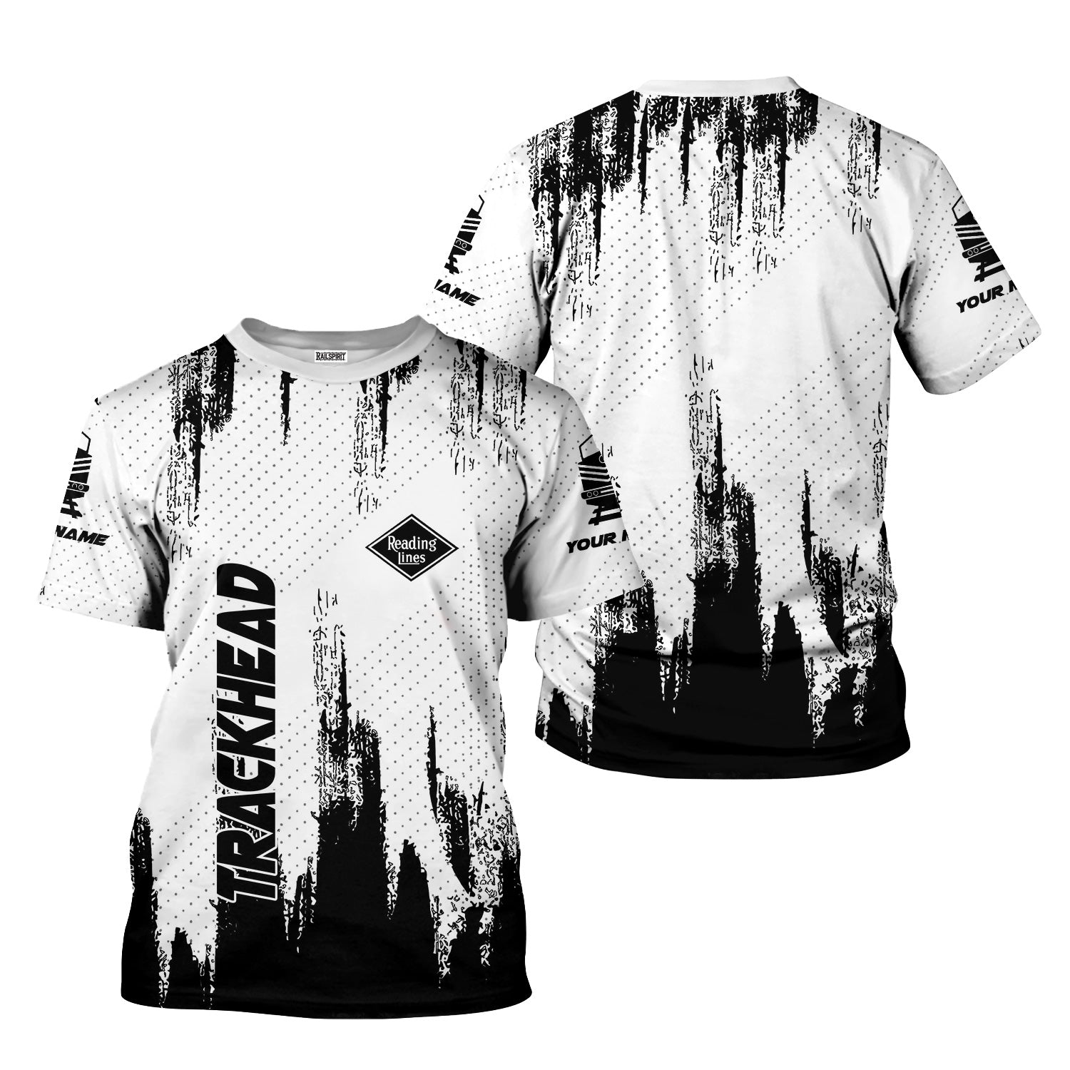 Railspirit Personalized Reading Railroad T-Shirt Paint Impact Design Train Shirt for Trackhead