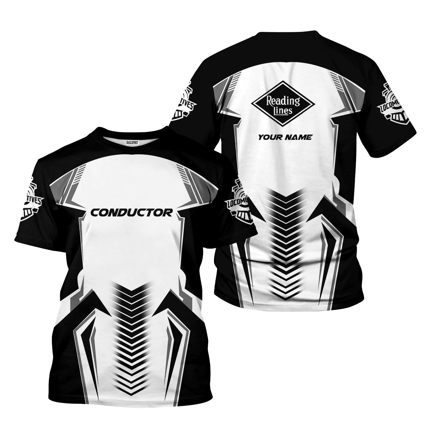 Railspirit Personalized Reading Railroad T-Shirt Standout Style with Custom Position Train Shirt